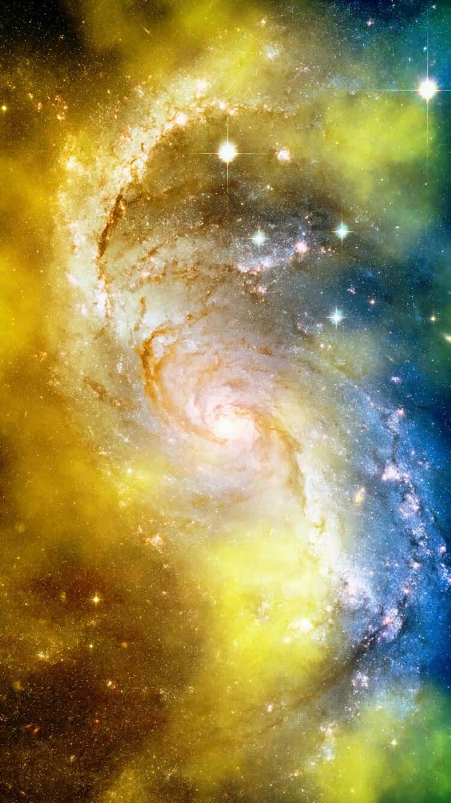 Spectacular Yellow Galaxy In Outer Space Background