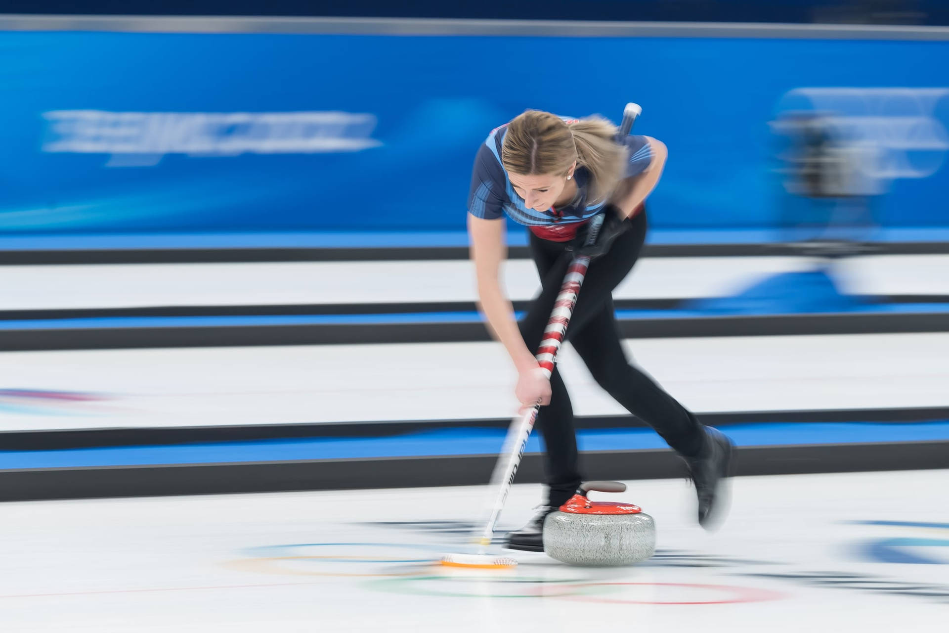 Speed Brushing During Curling Background