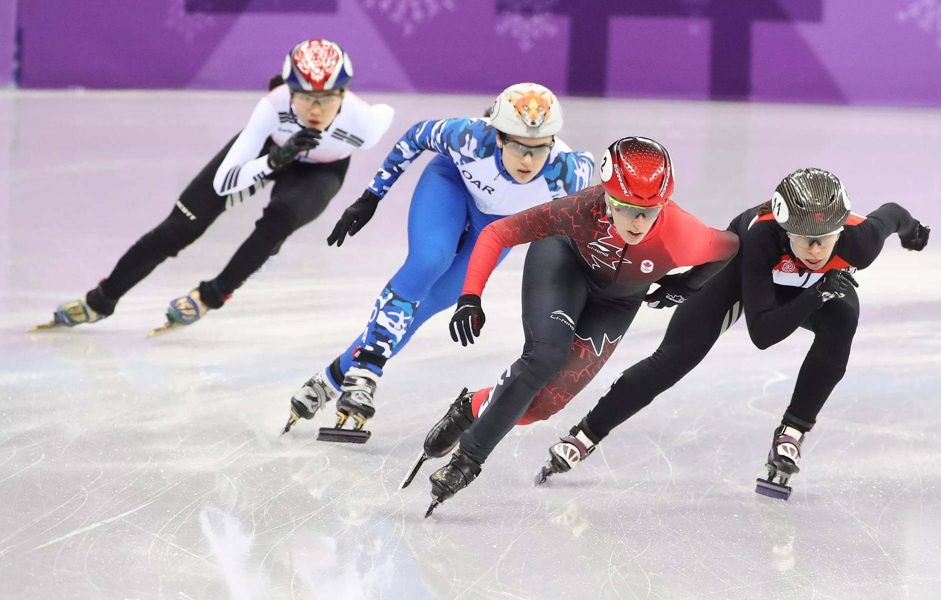 Speed Skating In Women's Short Track Relay 2018 Background