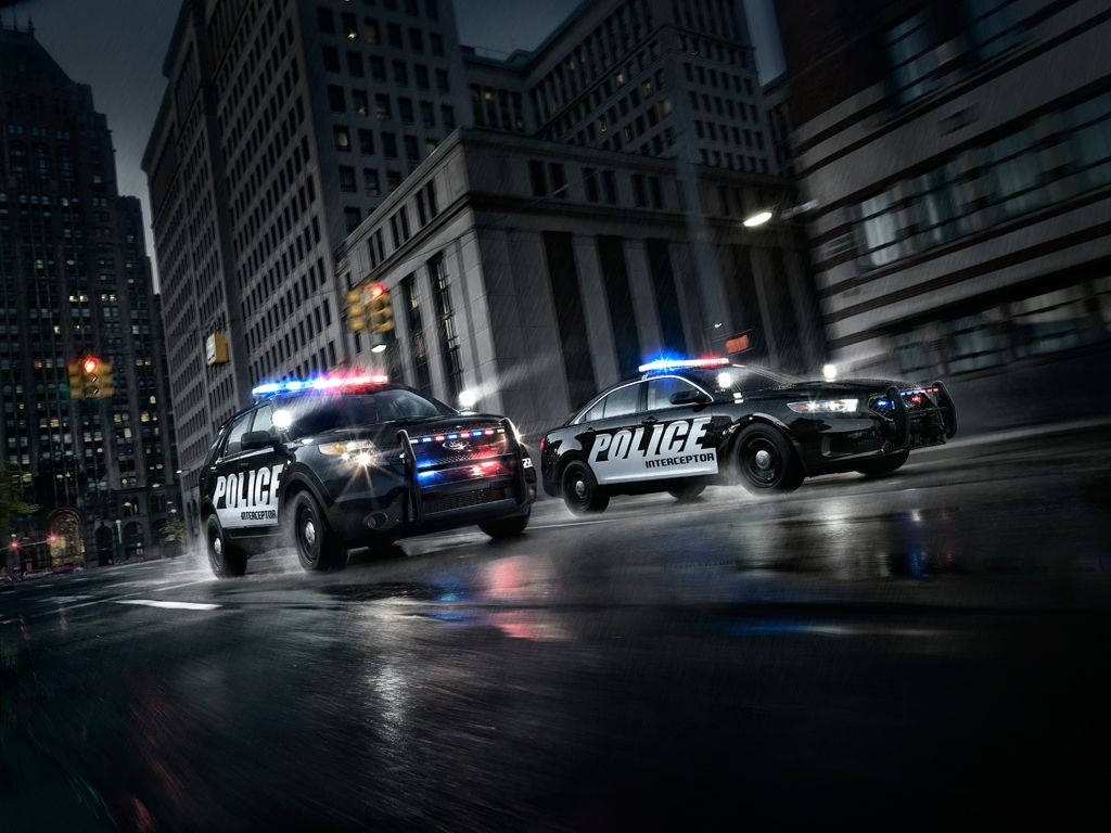 Speeding Ford Police Interceptor Background