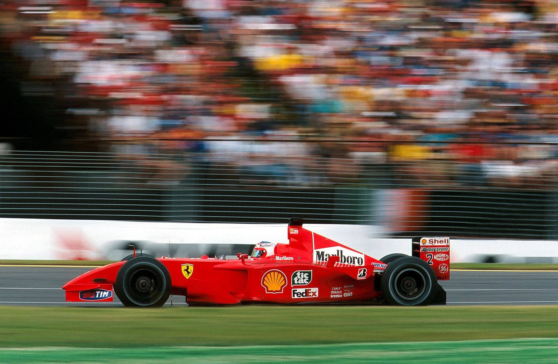 Speeding Michael Schumacher In Race Background