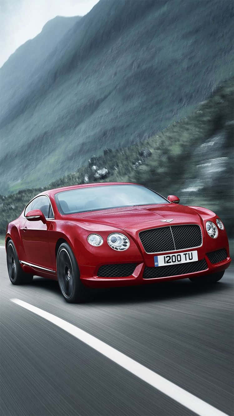 Speeding Red Bentley Iphone Background