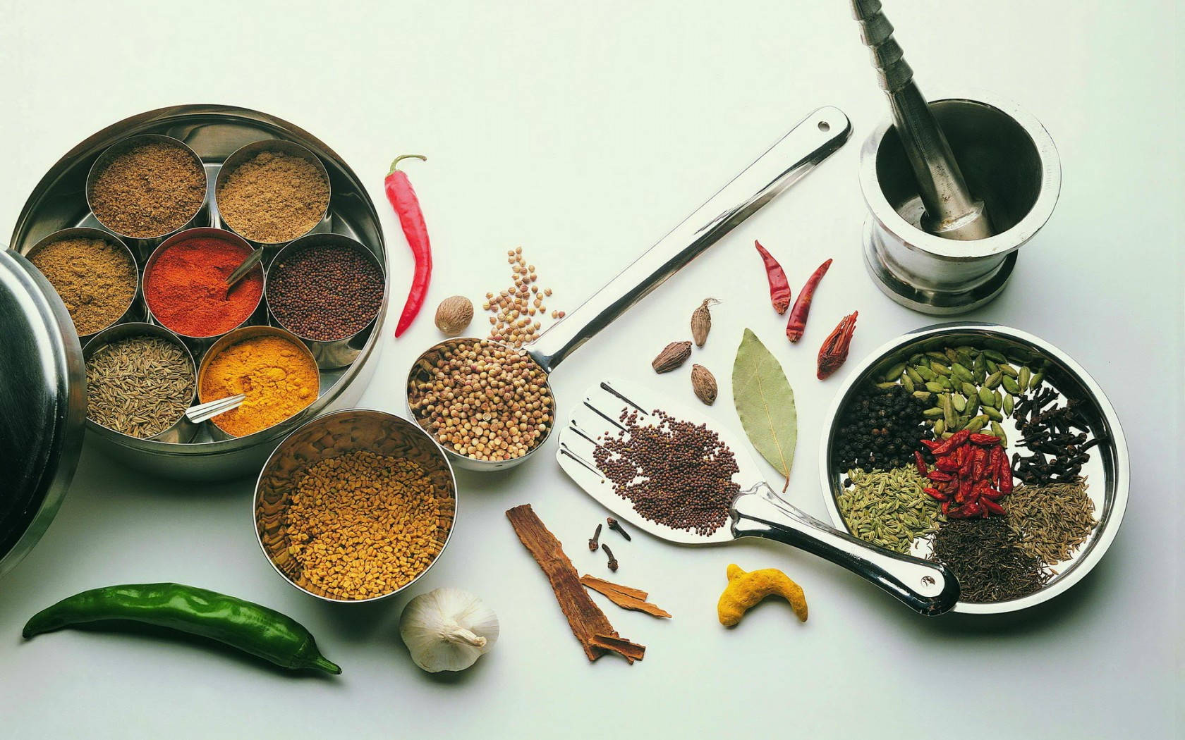 Spice Herbs And Condiments Flat Lay Background