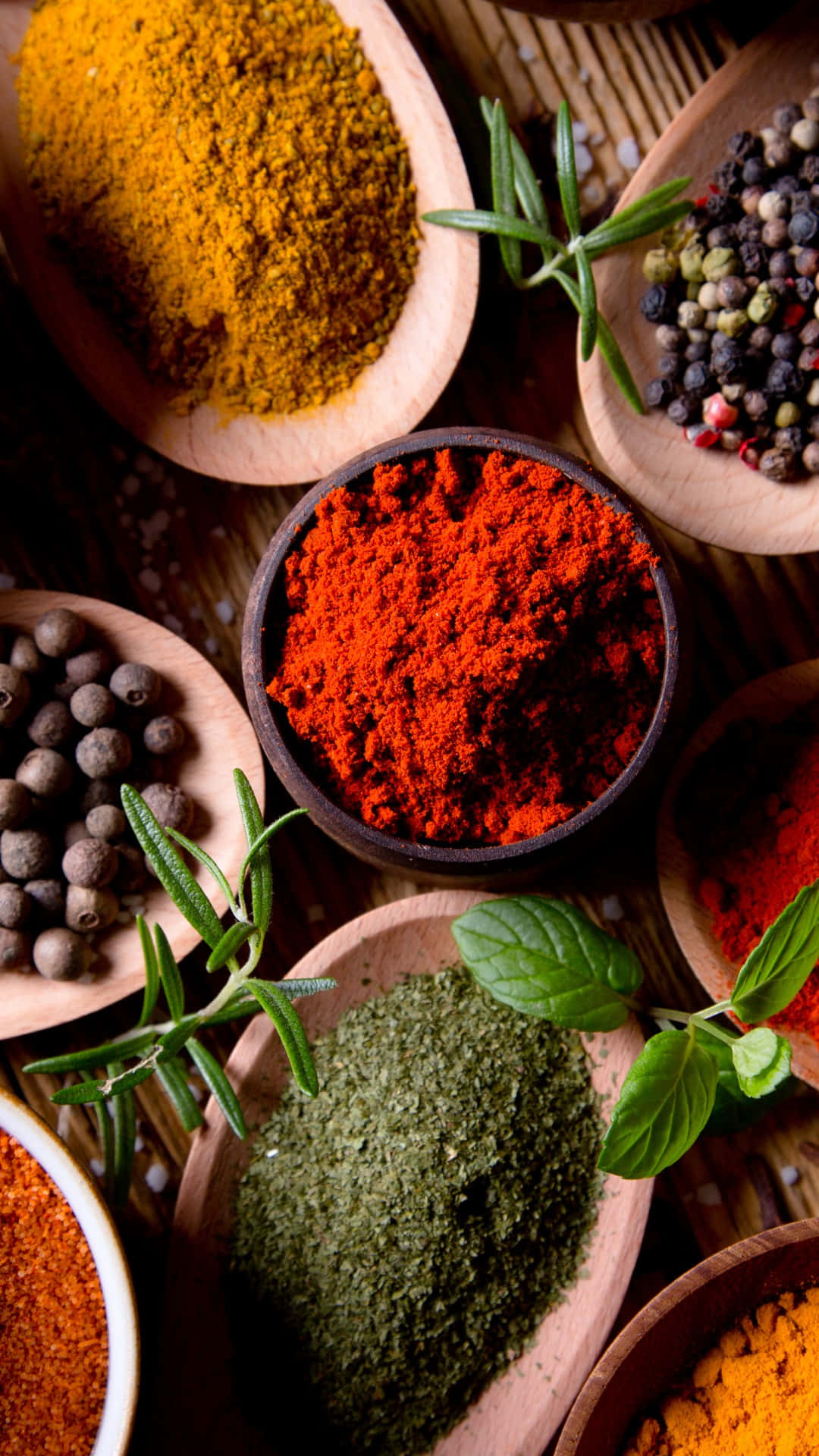 Spices With Rosemary And Mint Leaves