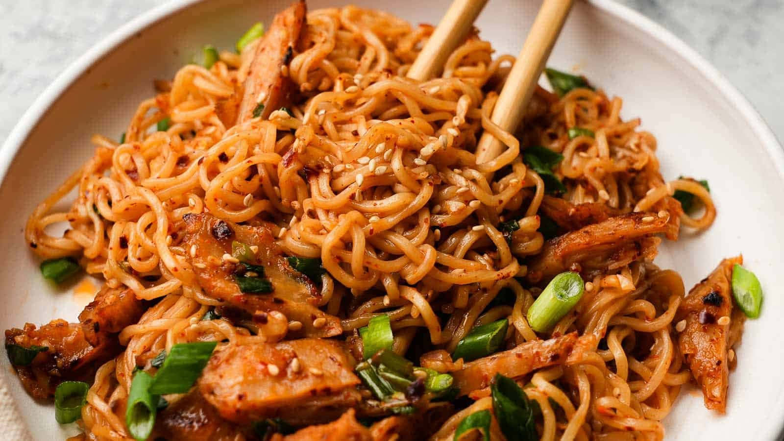 Spicy Chili Garlic Noodles Background