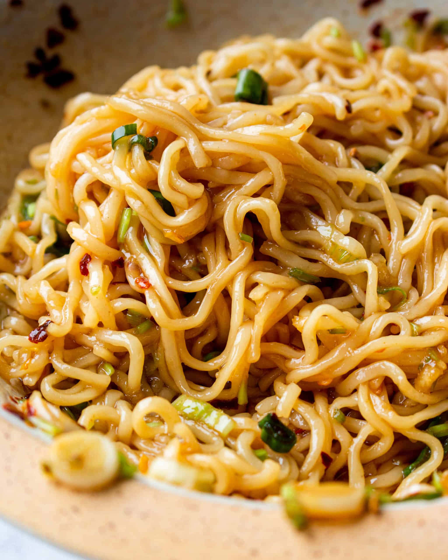 Spicy Chili Oil Ramen Noodles Background