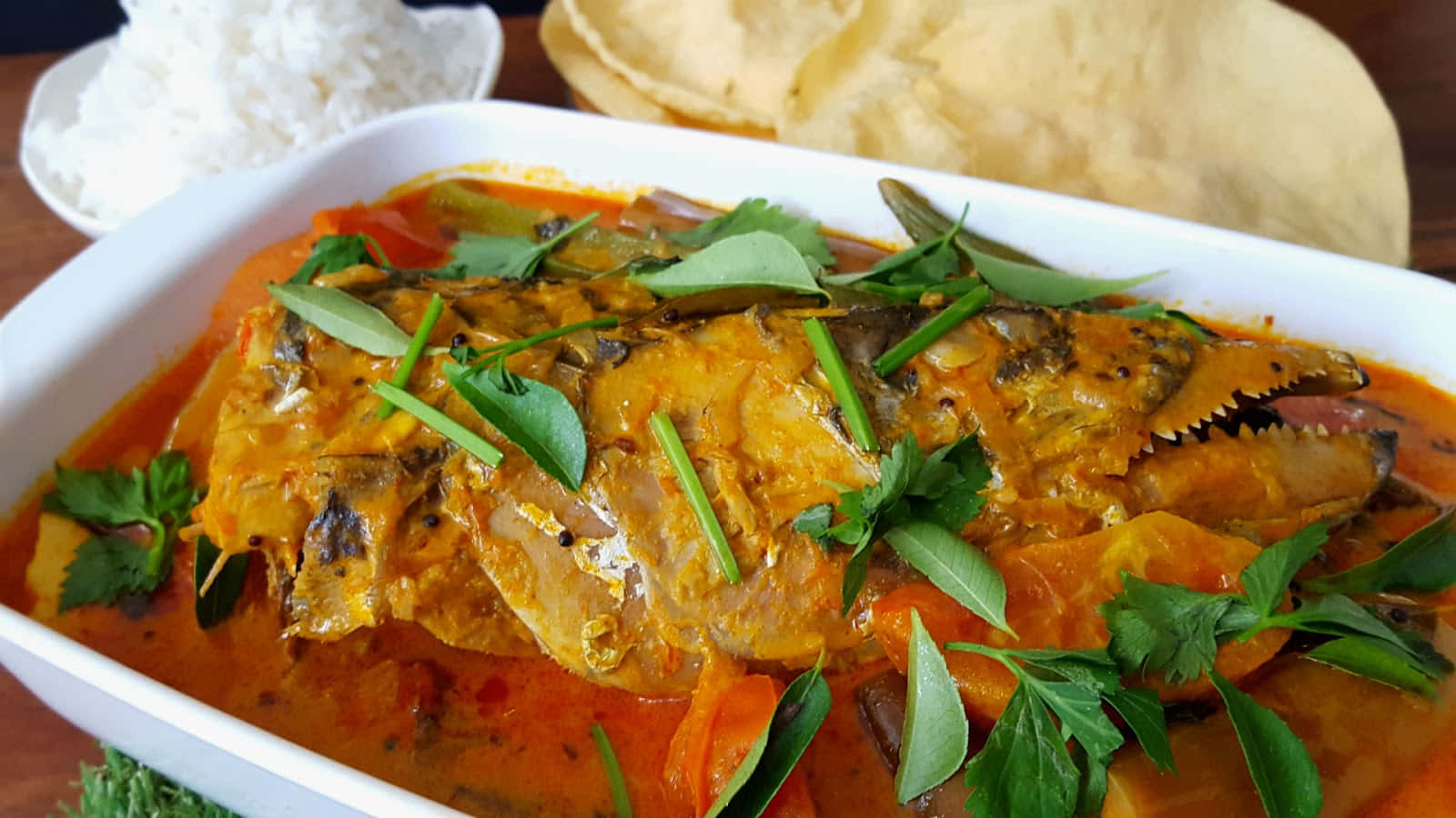 Spicy Fish Head Curry Close Up Shot Background