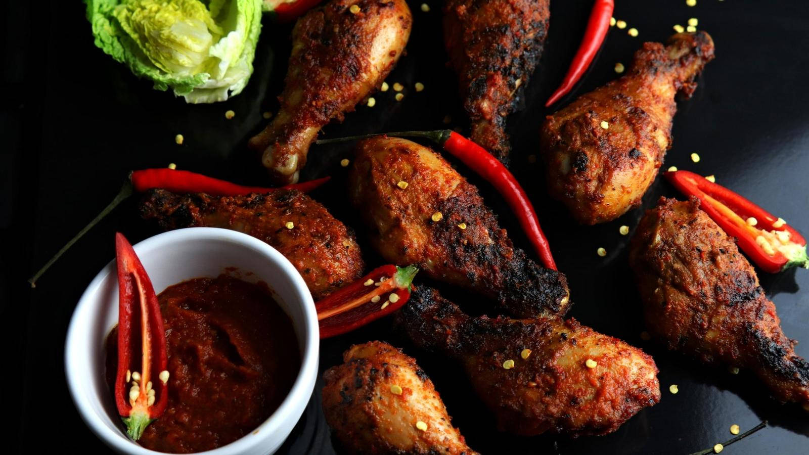 Spicy Food Peri Peri Chicken Top View Angle