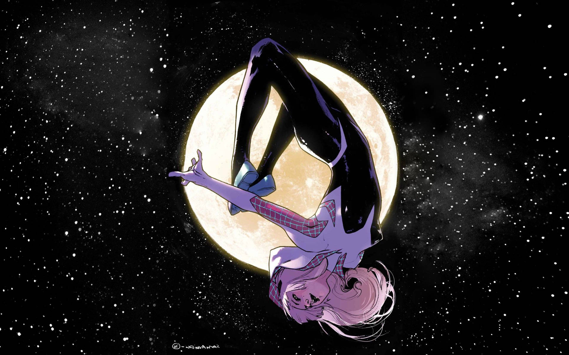 Spider Gwen Full Moon Background
