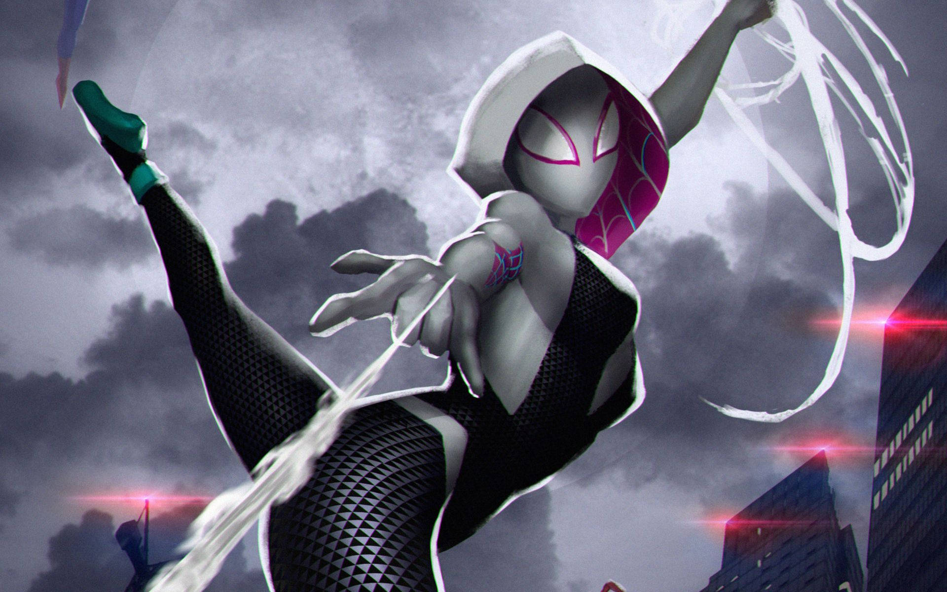 Spider Gwen Grey Desktop Background