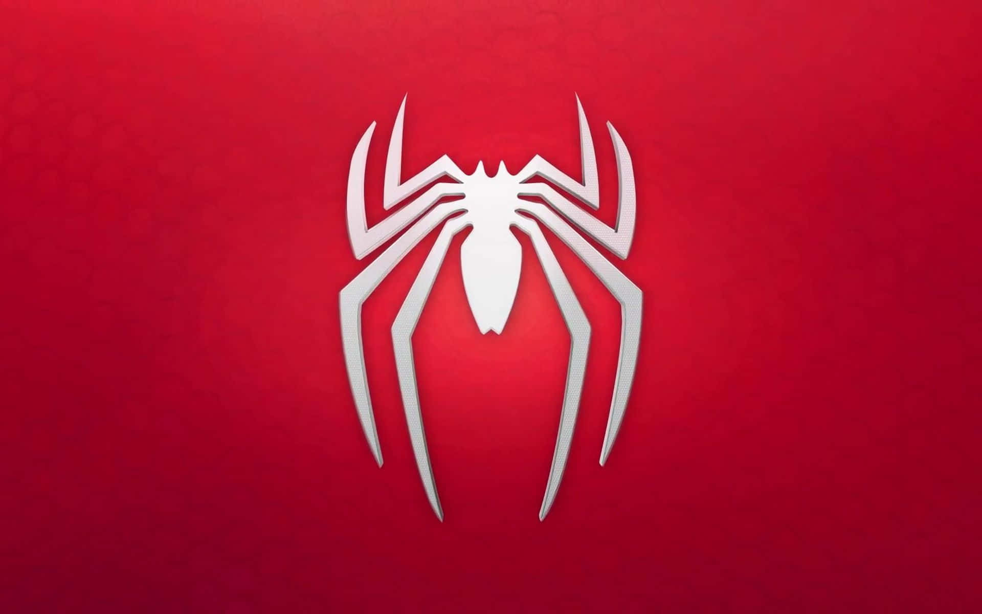 Spider Icon On A Solid Red Background