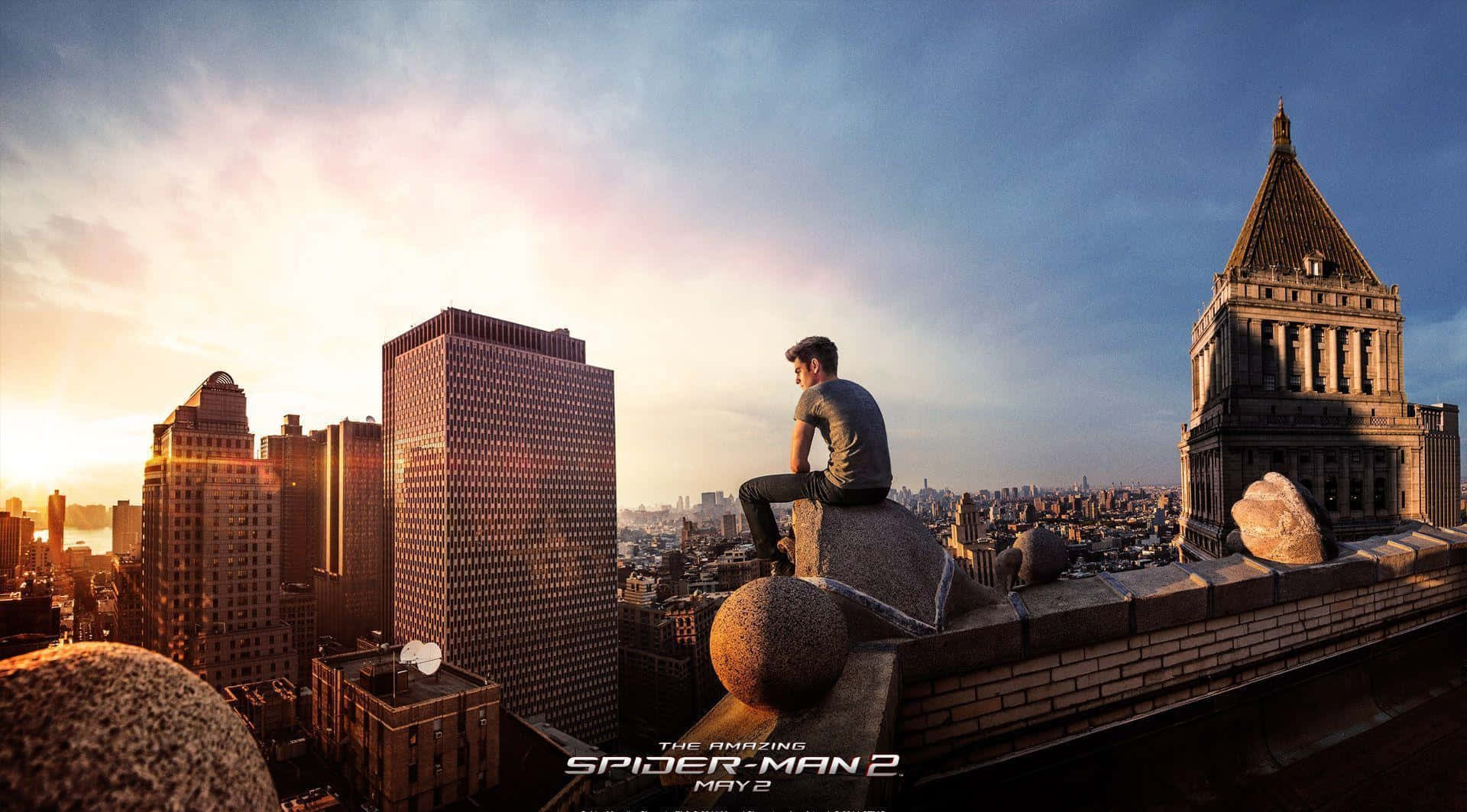 Spider Man 2 On Rooftop Background