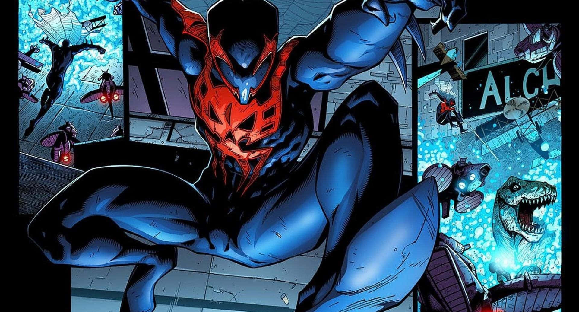 Spider-man 2099 Soaring Through The City