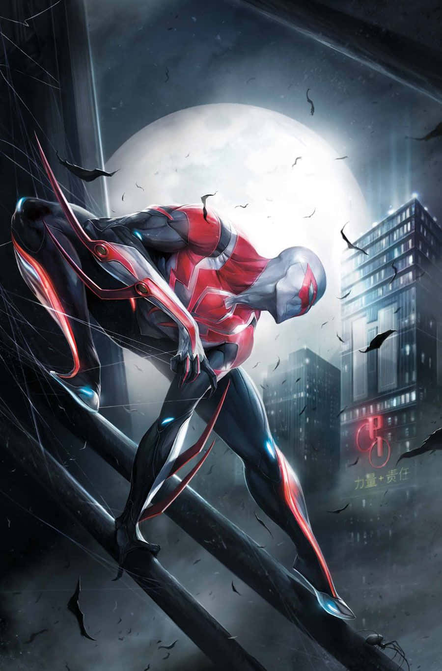 Spider-man 2099 Swinging Through The City