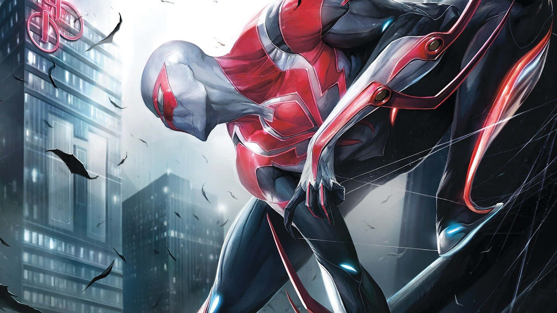 Spider-man 2099 Swinging Through The City