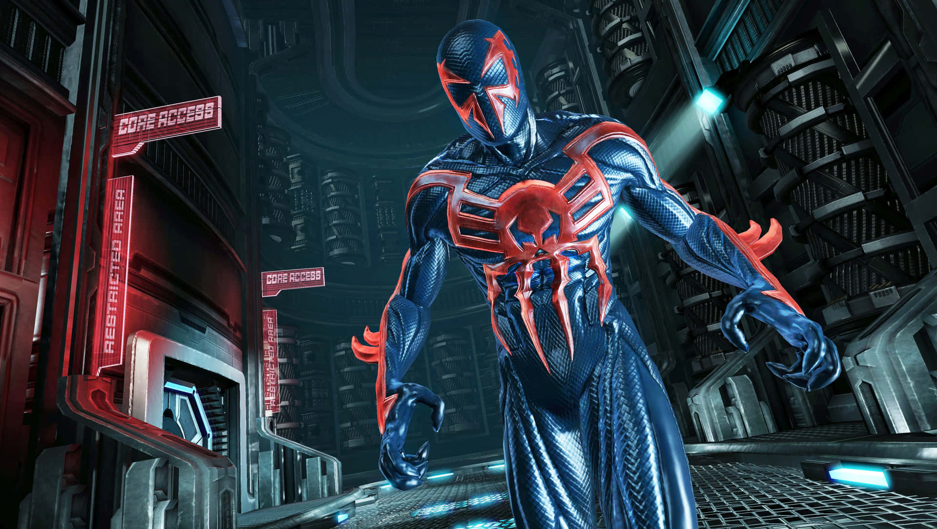 Spider-man 2099 Swinging Through The Futuristic City