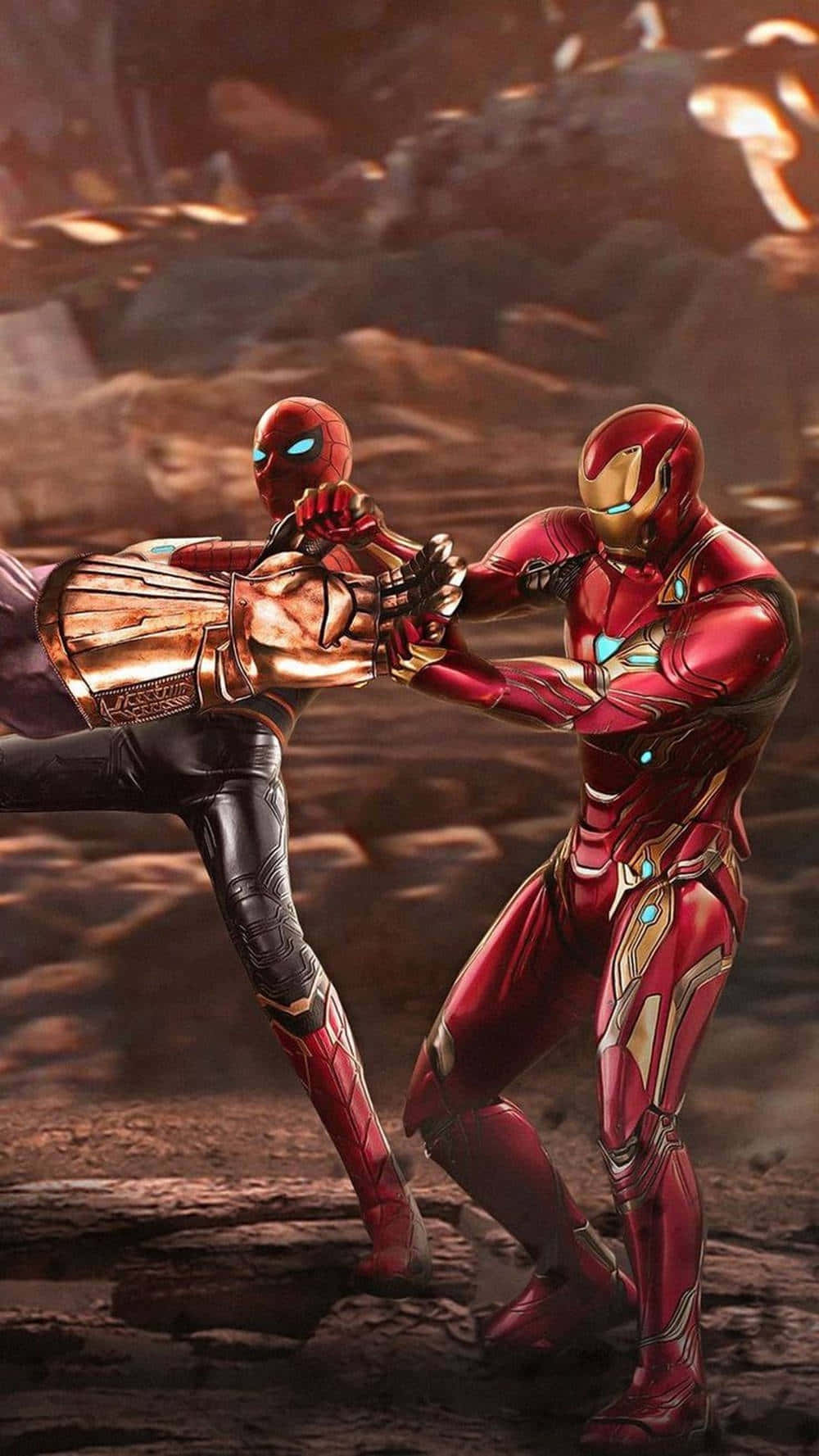 Spider Man And Iron Man Join Forces To Protect The World Background