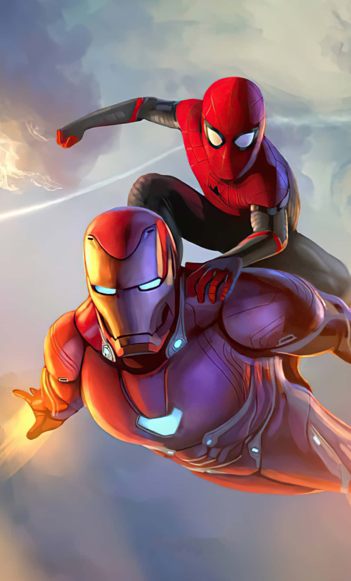 Spider Man And Iron Man Team Up To Take Justice On The Streets Background