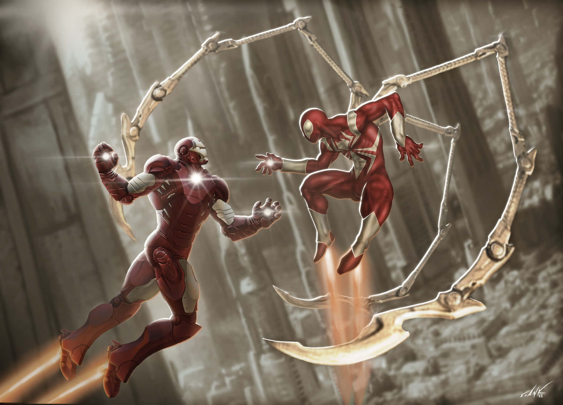 Spider Man And Iron Man - United We Stand Background