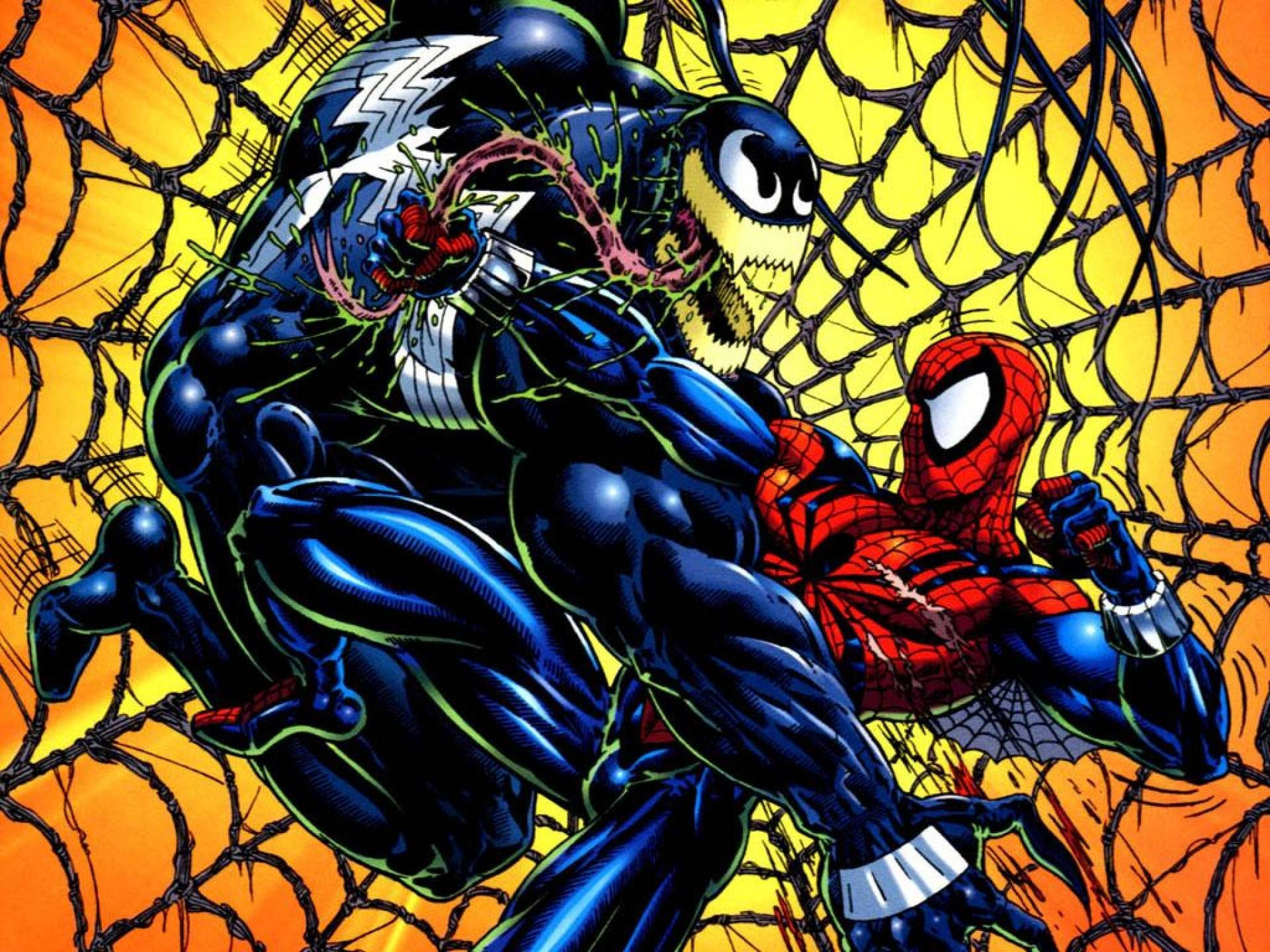 Spider-man And Venom Comic Book Background