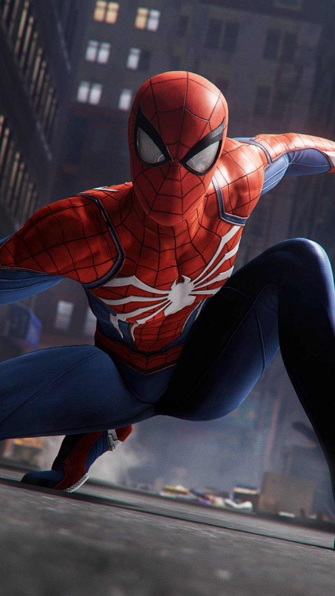 Spider Man Climbing Up Mobile Background