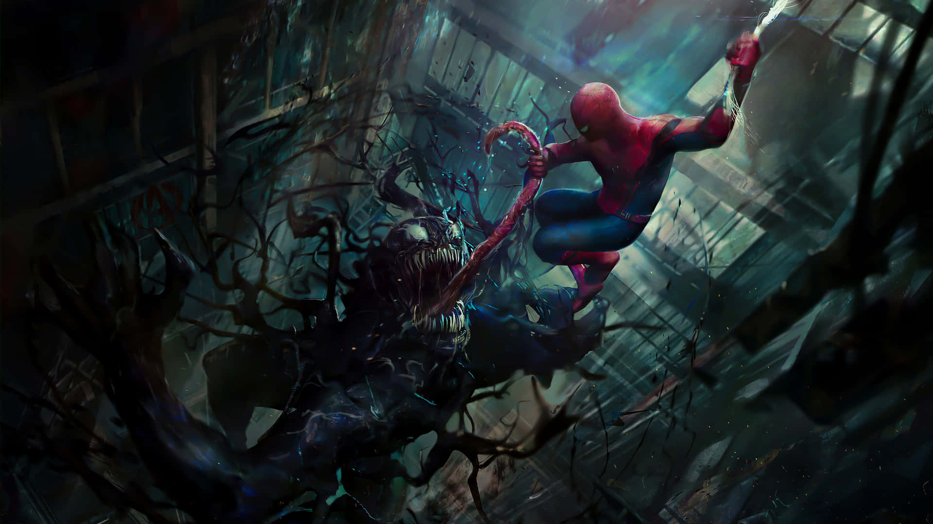Spider Man Cool Holding Venom Tongue Background