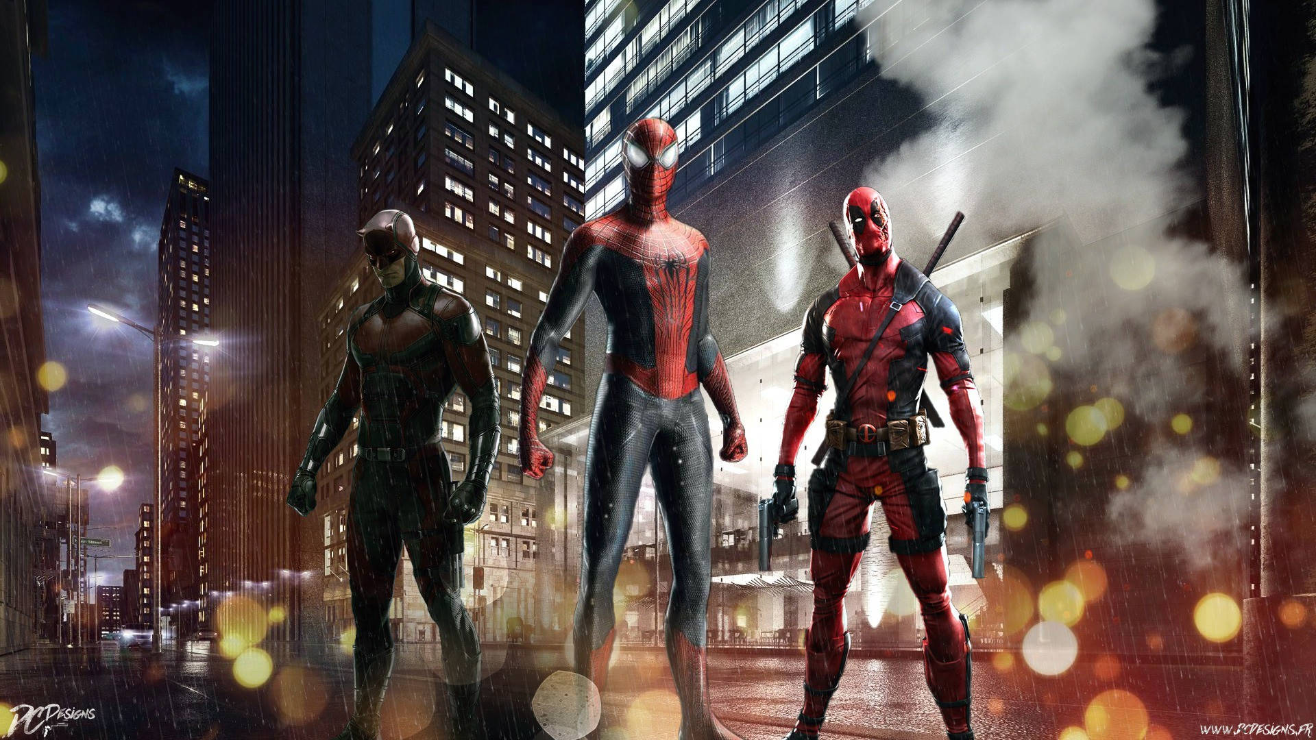 Spider Man Daredevil And Deadpool Background