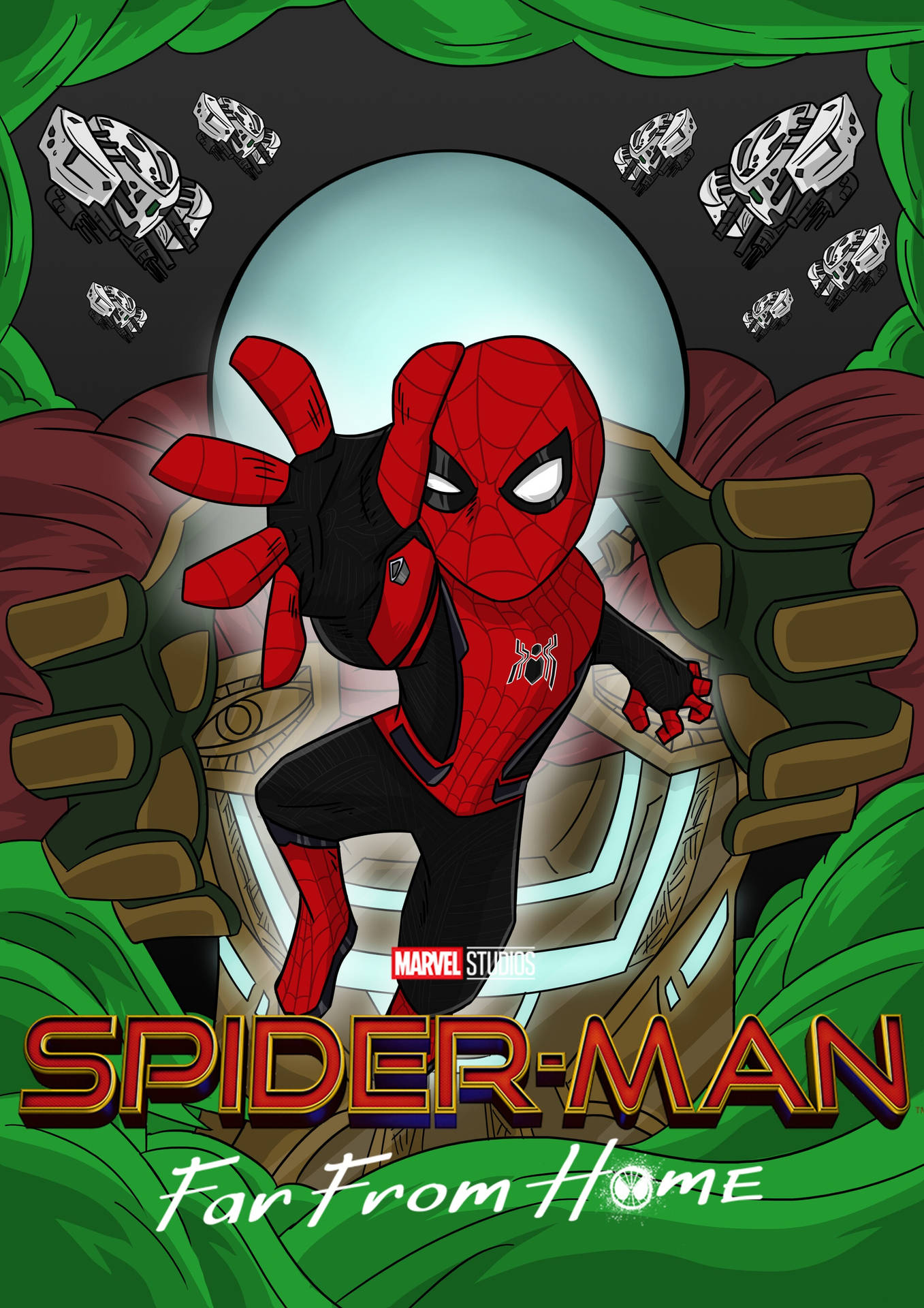 Spider Man Far From Home Cartoon Art Background