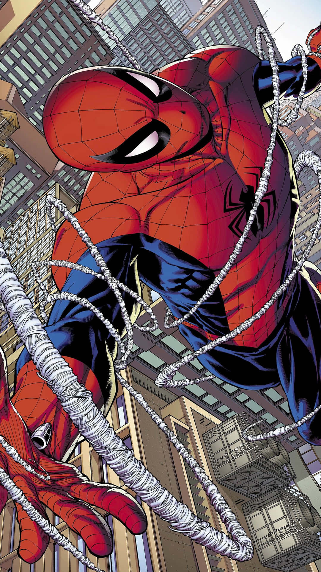 Spider - Man Flying Through The Air With A Rope Background