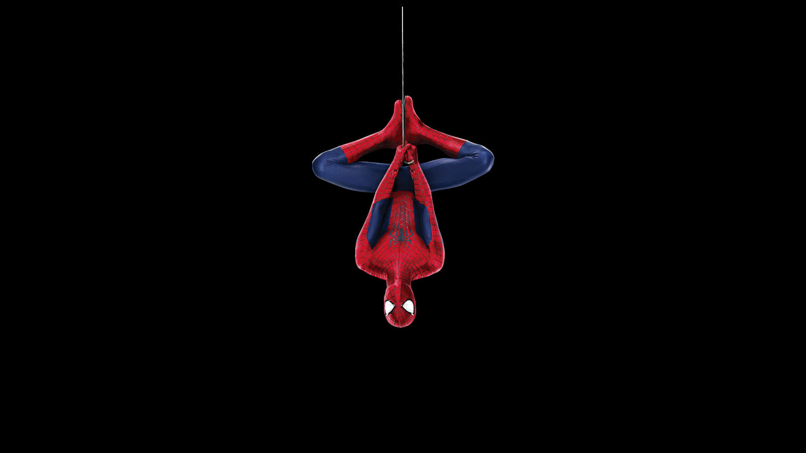 Spider Man Hanging From A Black Background