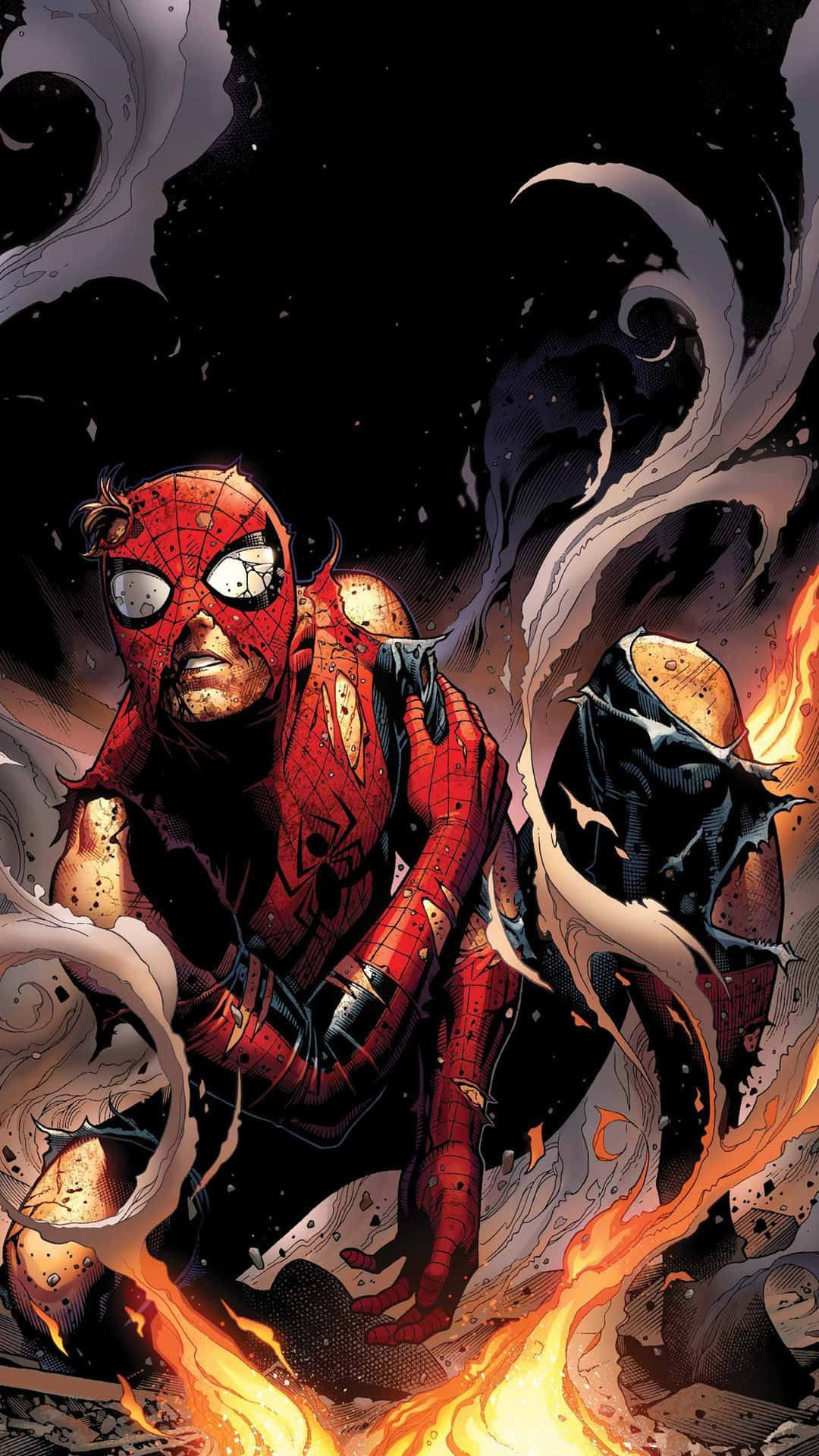 Spider - Man In A Red Suit With Flames