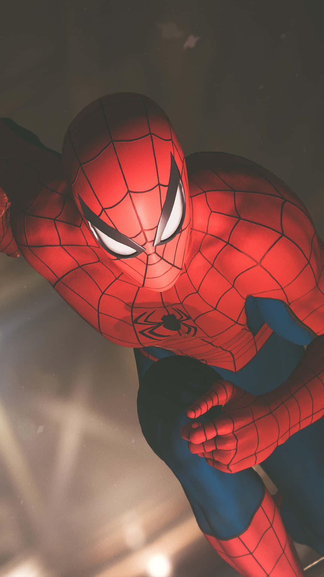 Spider - Man In Action In The Dark Background
