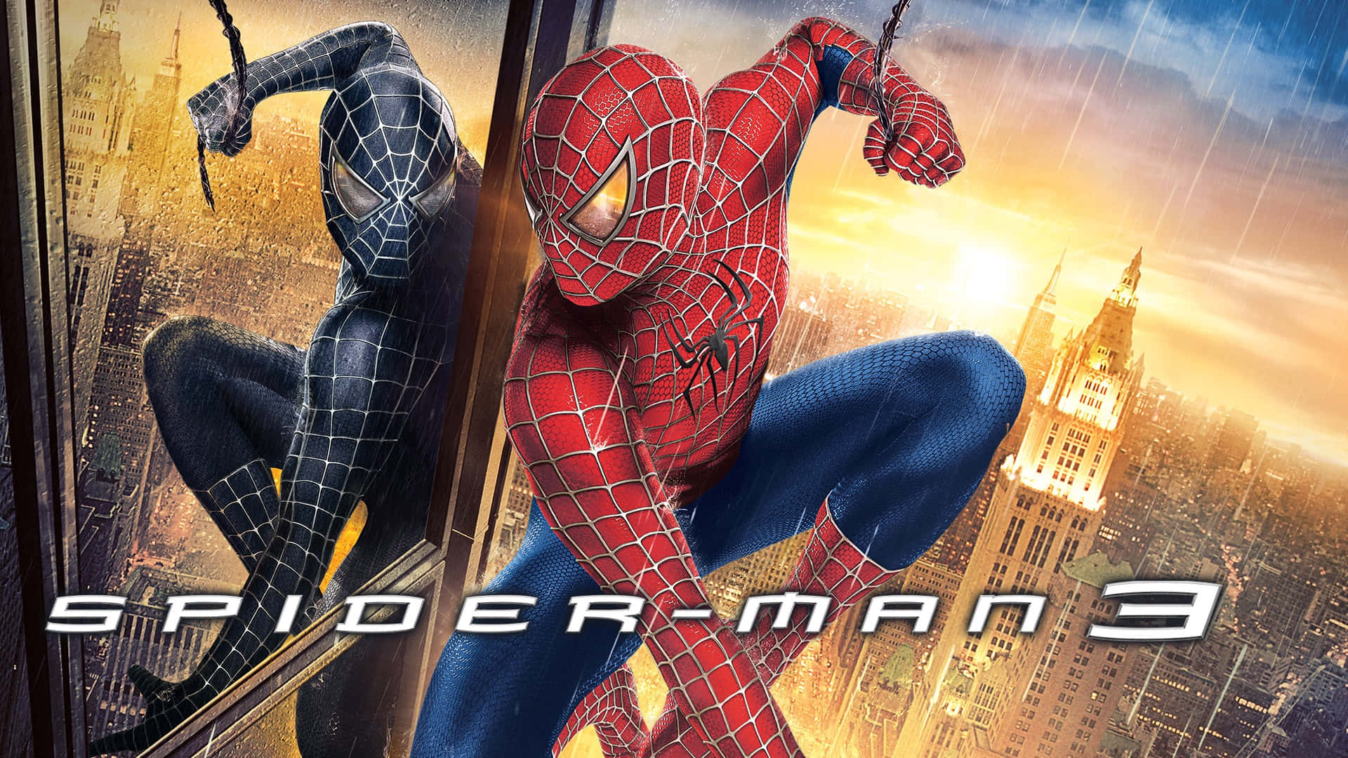Spider-man In Action On Spider-man 3 Background