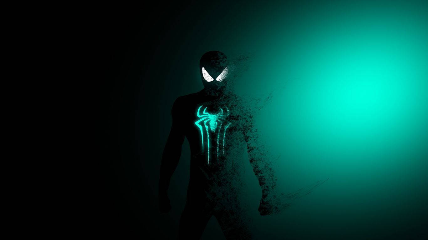 Spider Man In The Dark With Green Light