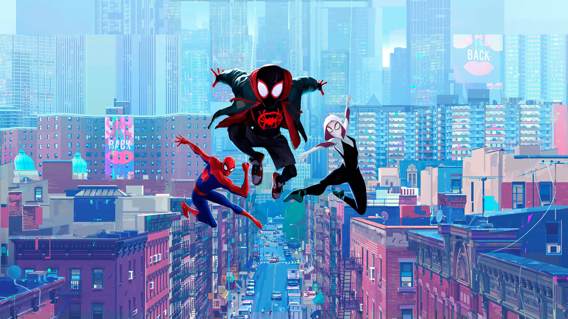 Spider Man Into The Spider Verse In Light Background Background