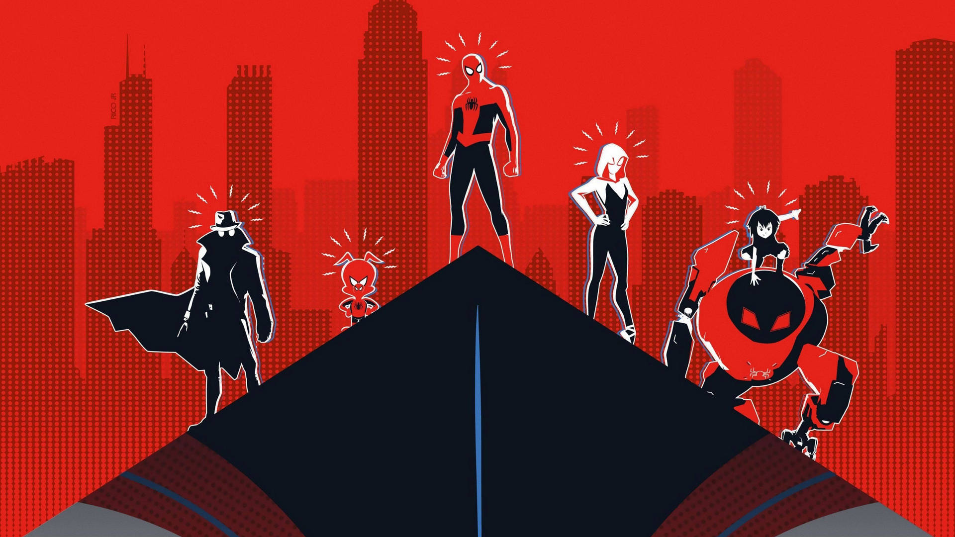 Spider Man Into The Spider Verse Red Background Background