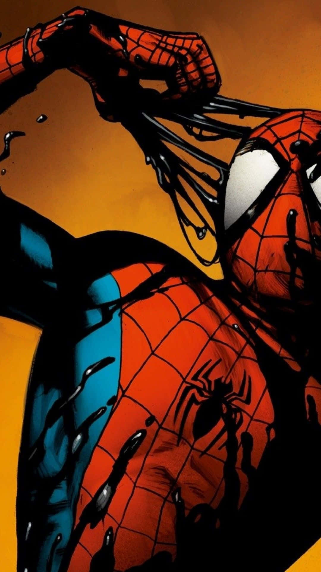 Spider - Man Is Holding His Arms Up In The Air Background