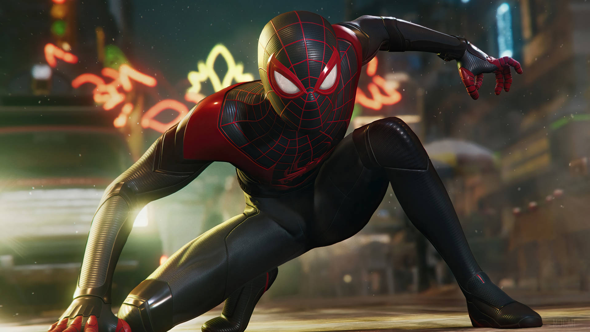 Spider Man Miles Morales Kneeling Ps5 Background