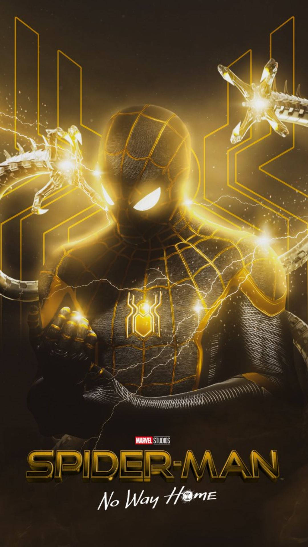 Spider Man No Way Home Gold Poster Background
