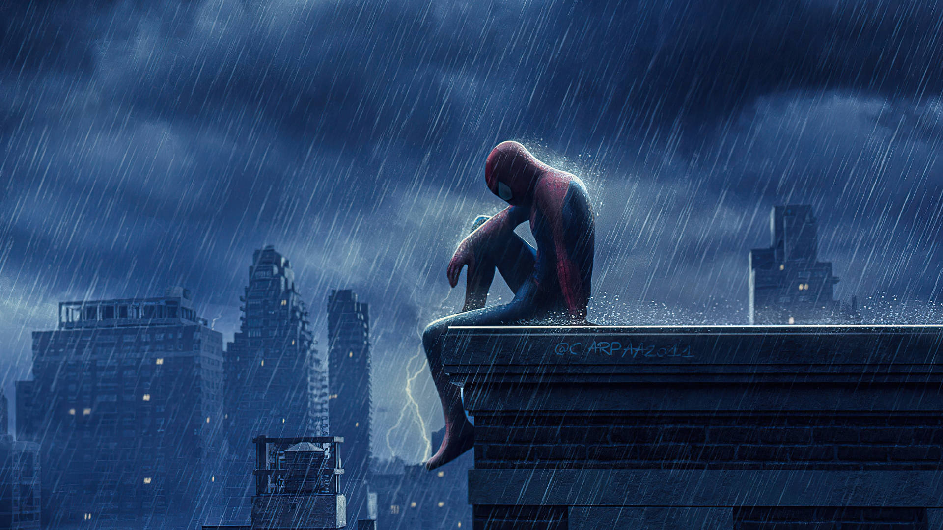 Spider Man No Way Home In The Rain Background