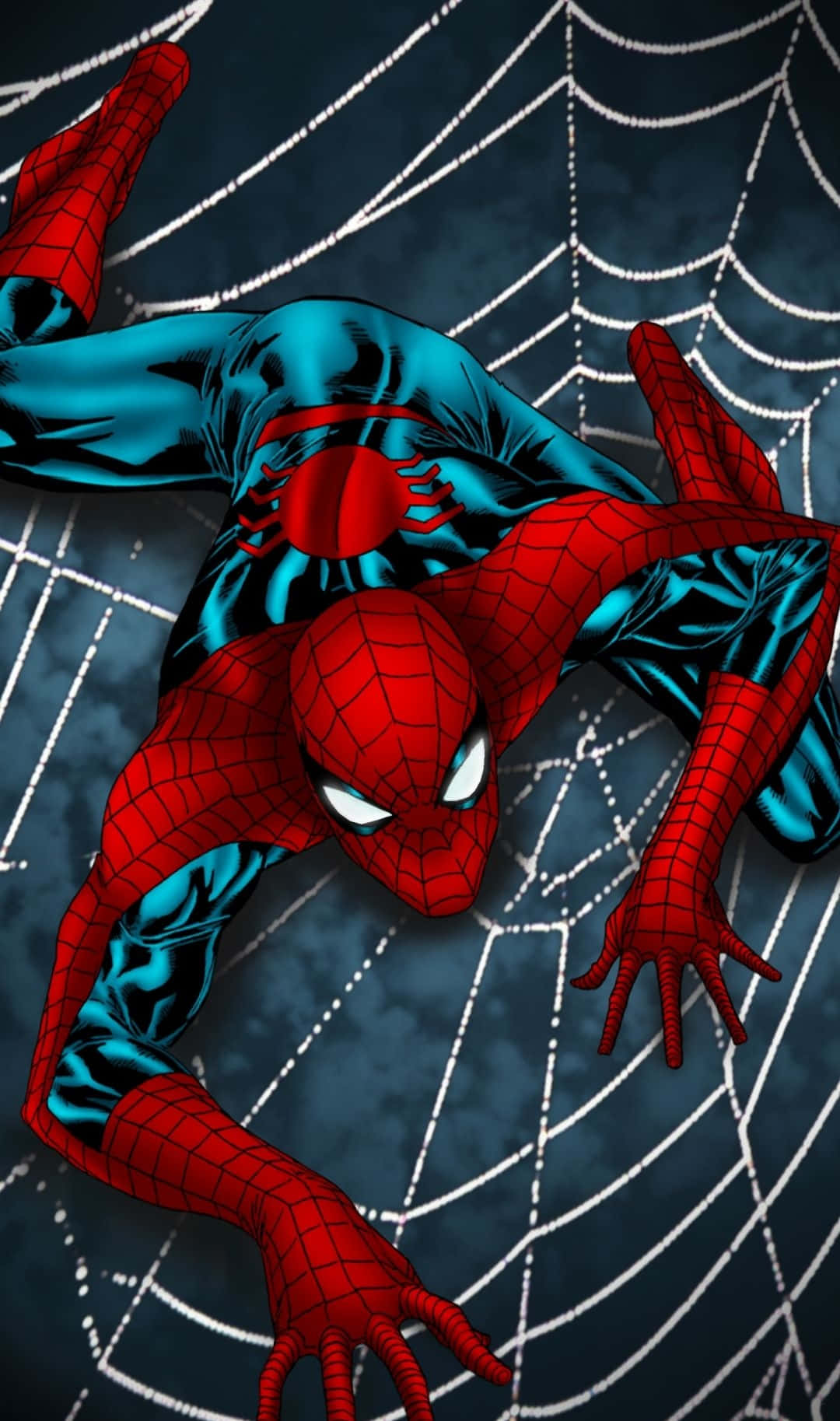 Spider-man Phone On Spider Web Background