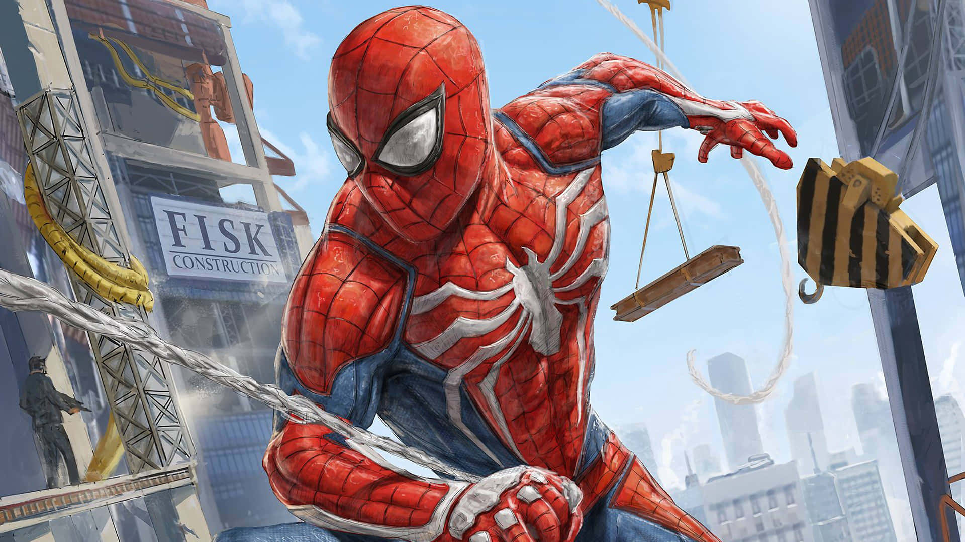 Spider Man Ps4 4k Cartoon Web Shooting