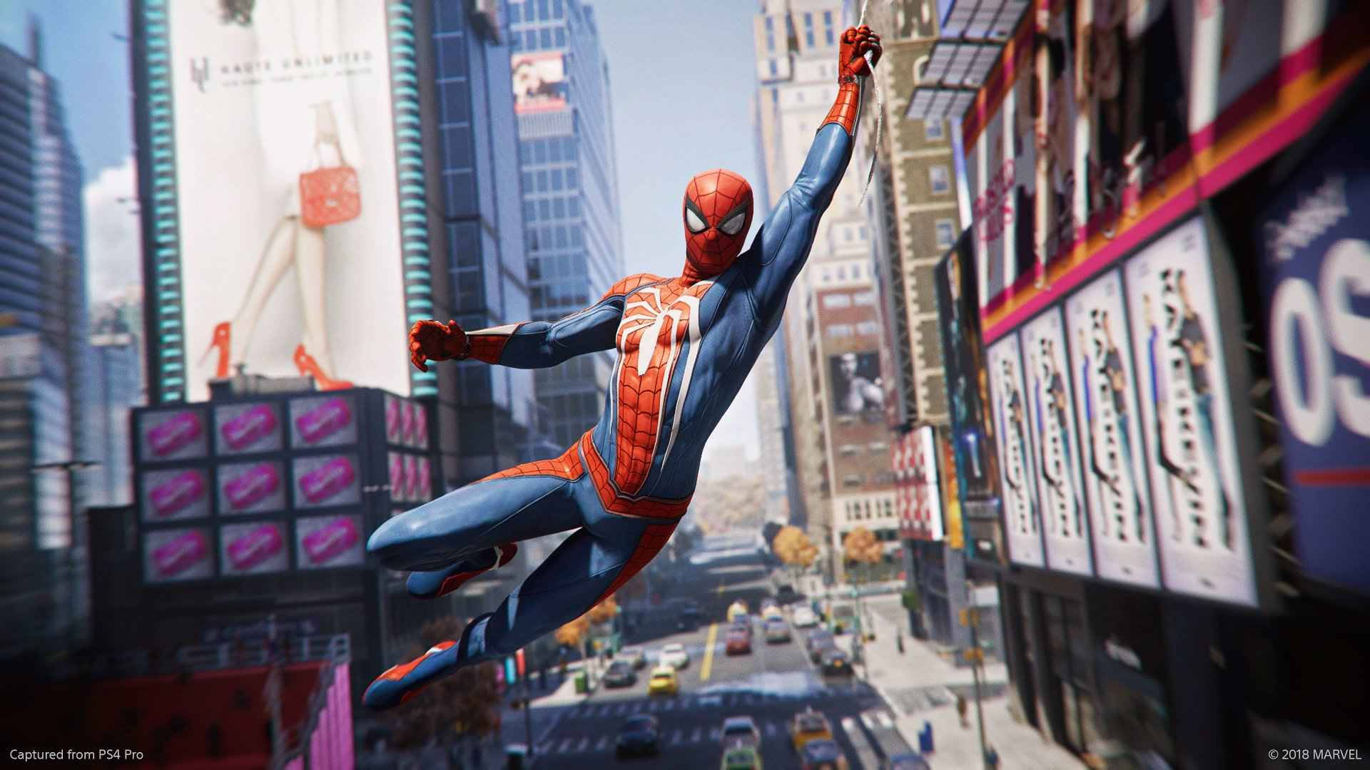 Spider Man Ps4 Flying In Nyc Background