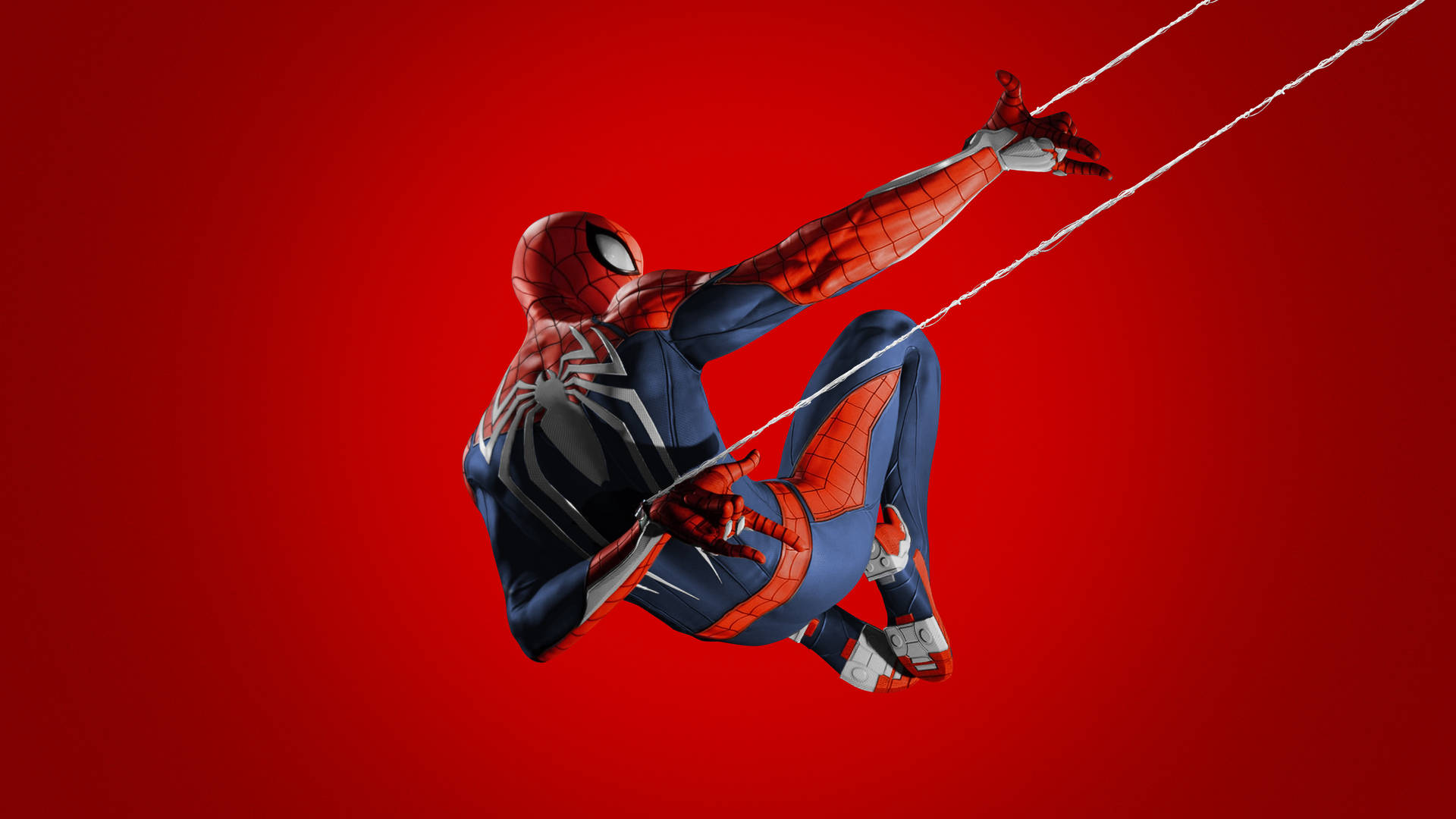 Spider Man Ps4 Hanging On Webs Background