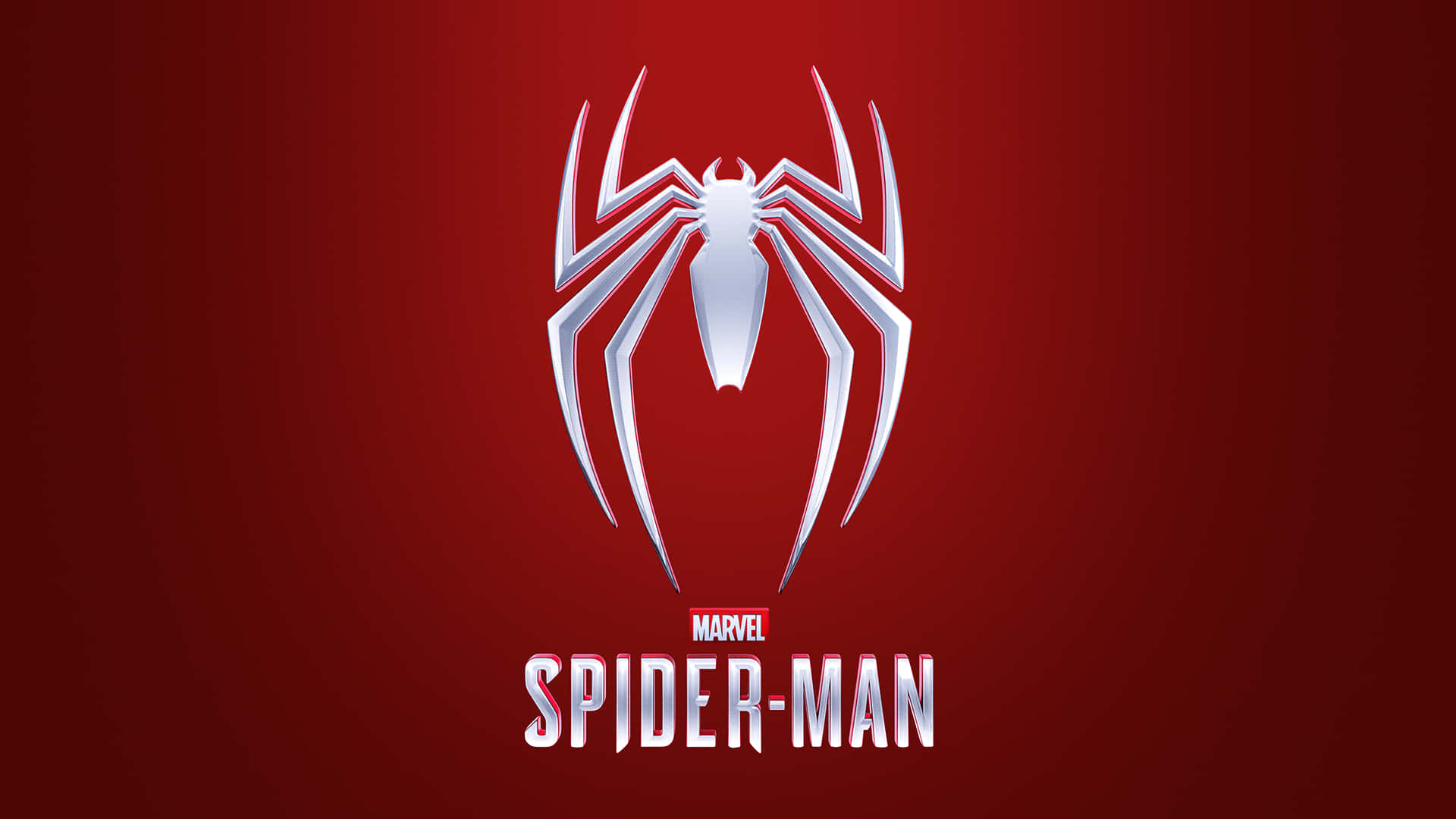 Spider Man Ps4 Silver Logo On Red Desktop Background