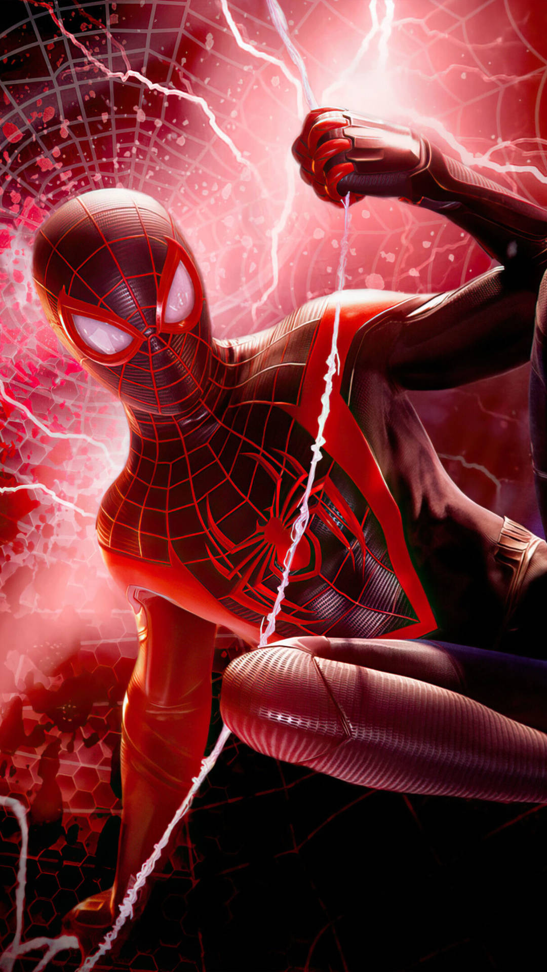 Spider Man Red Lightning Mobile Background