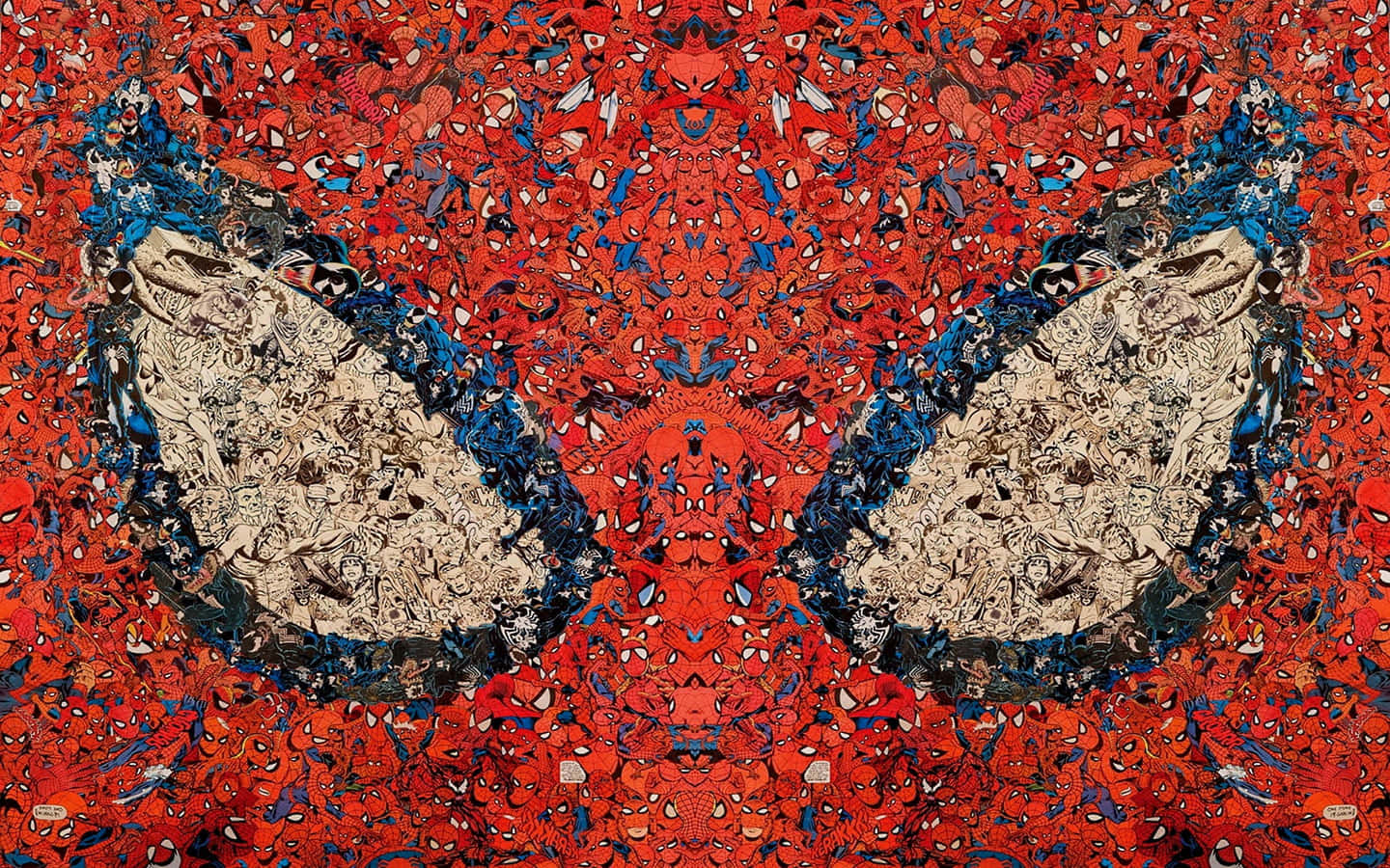 Spider - Man's Face In Red And Blue Paint Background