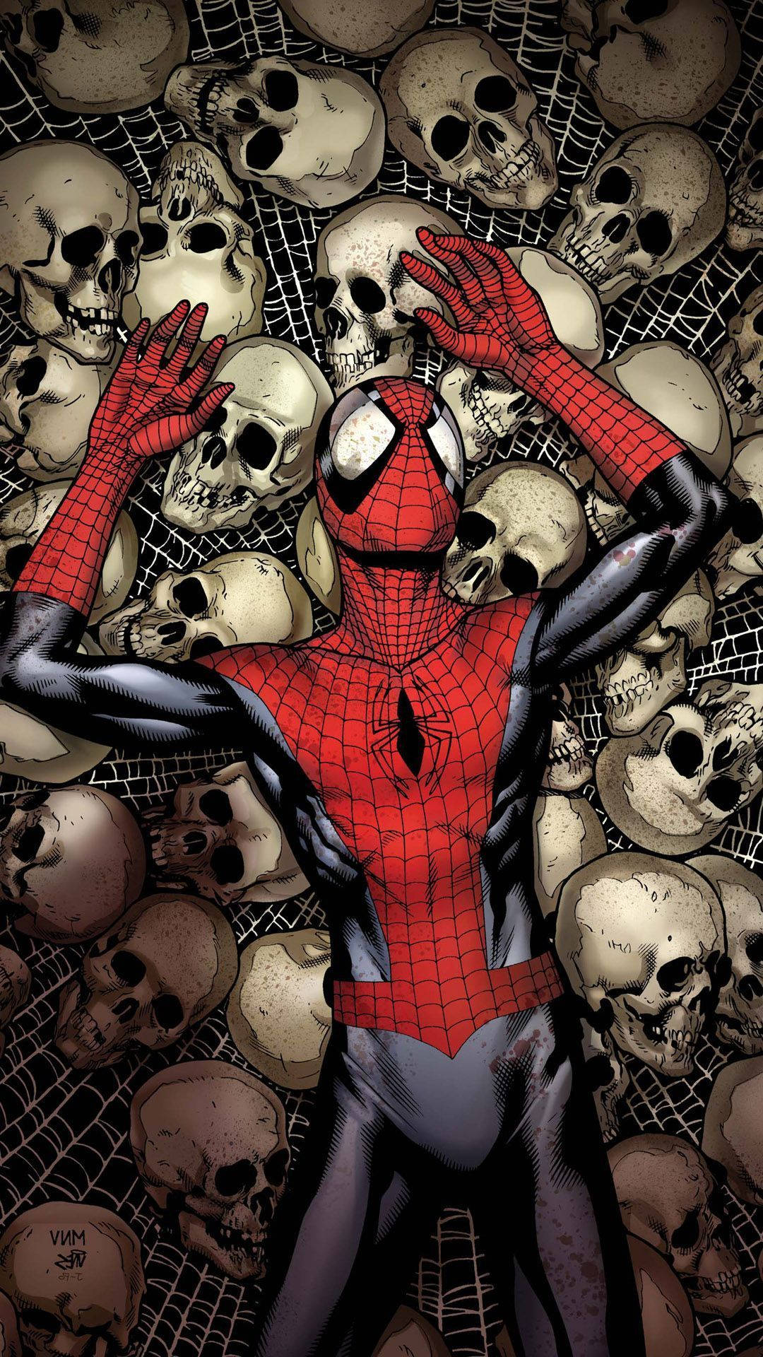 Spider Man Skull Pile Mobile Background