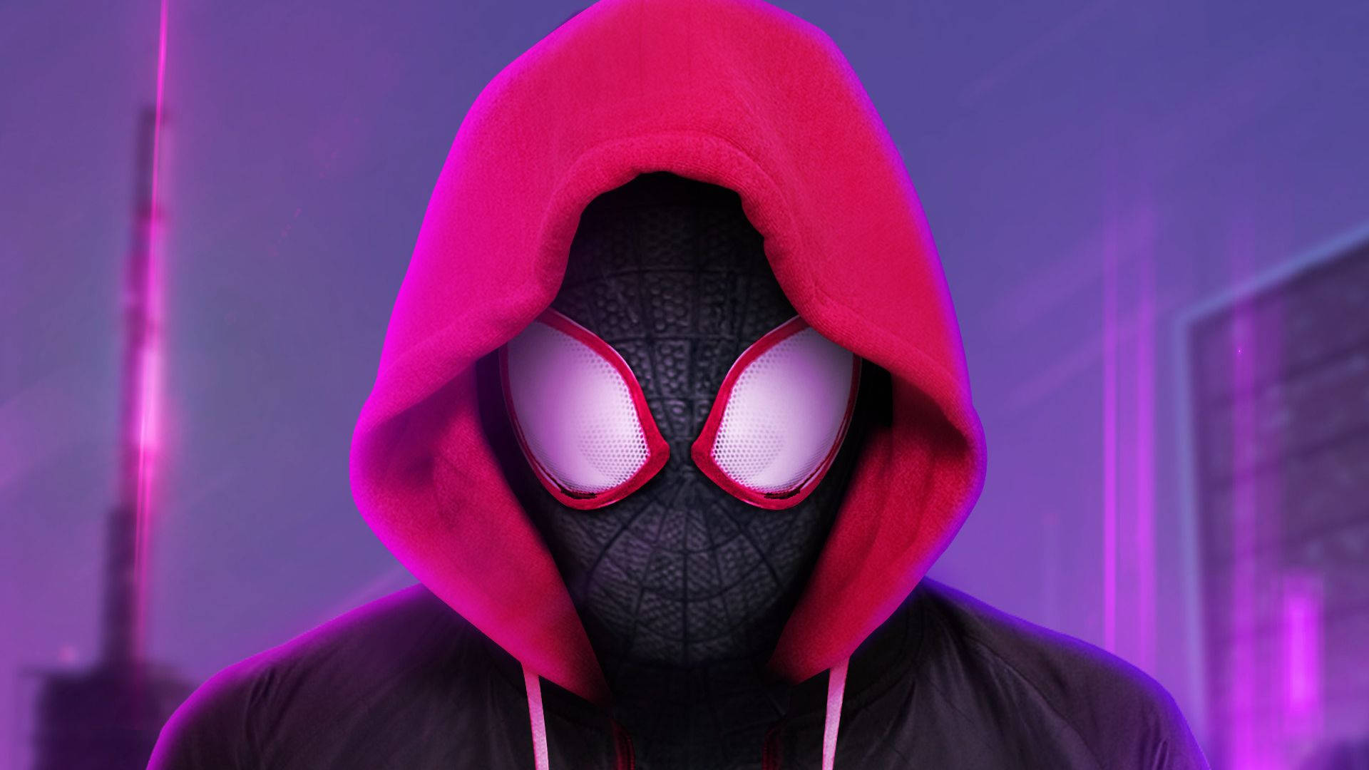 Spider Man Spider Verse Red Hoodie Background