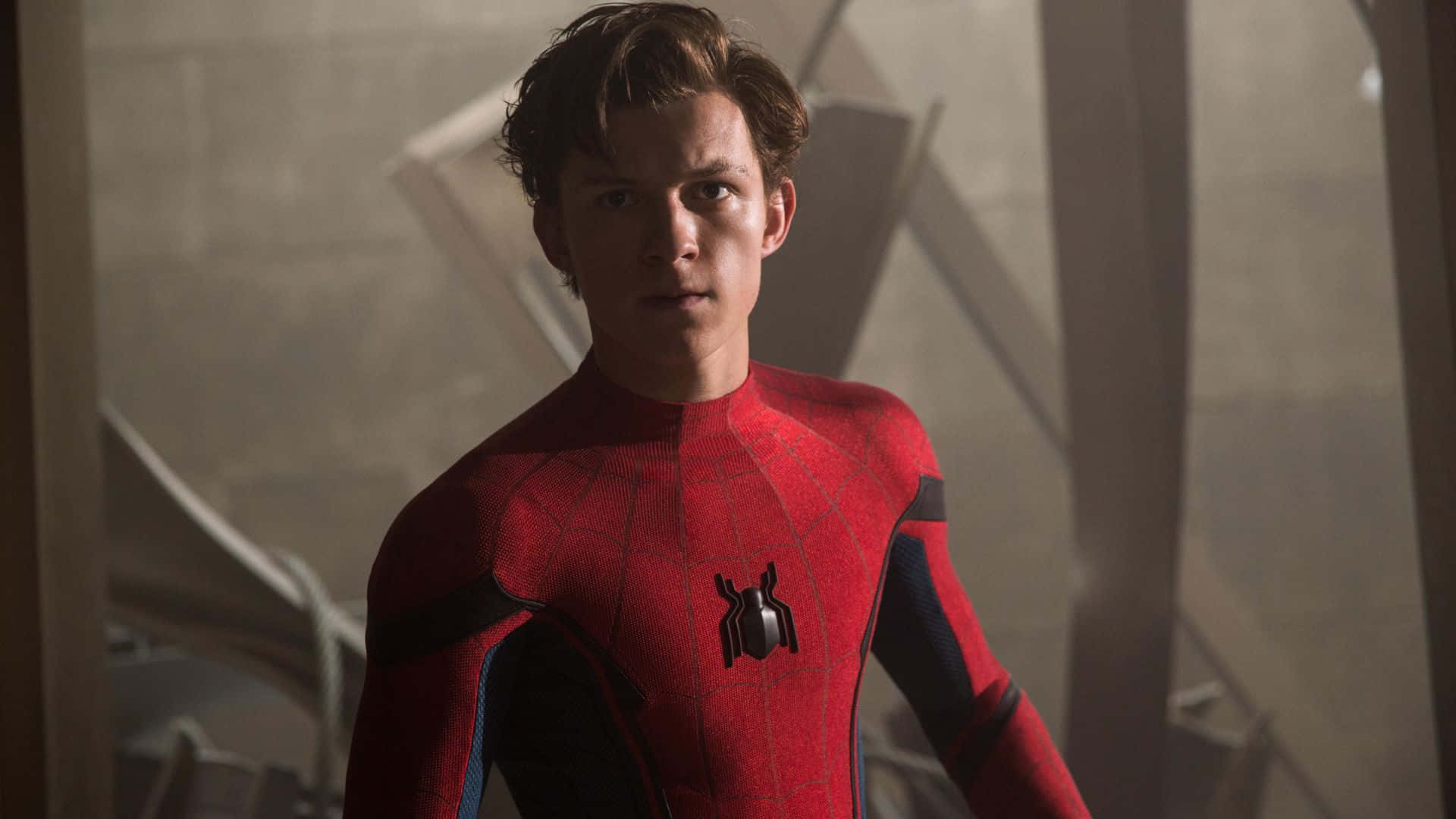 Spider-man Surveys Cityscape Background